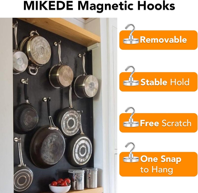 MIKEDE Magnetic Hooks Heavy Duty, 170LB+ Strong Neodymium Magnets with Hooks for Refrigerator, Large Magnetic Hooks with Epoxy Coating for Hanging, Home, Workplace - 10 Pack - Image 4